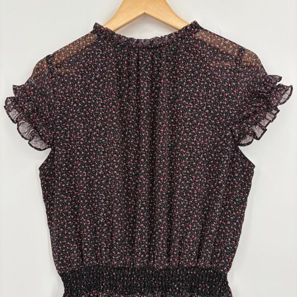 Rebecca Minkoff Lillian Ditsy Floral Blousan Dress, Size Large, Tiered Ruffle - Picture 5 of 10